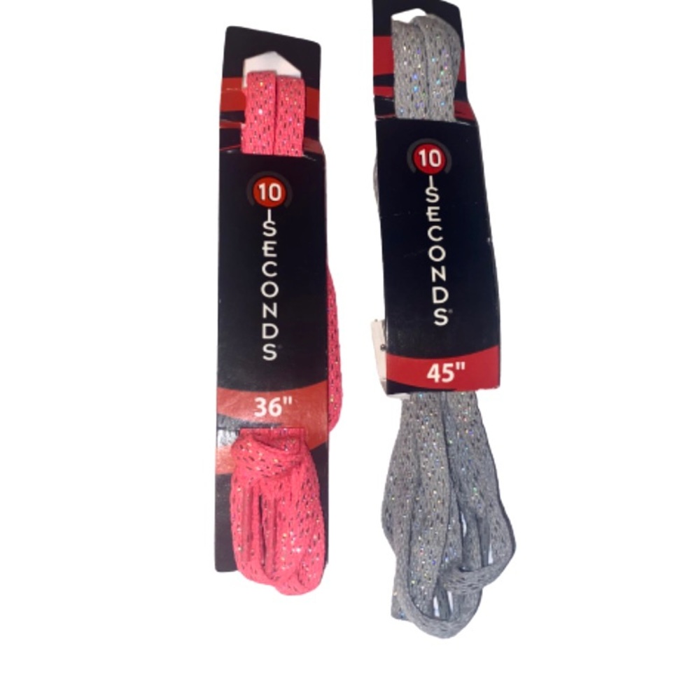 NWT New Balance Set of 10-Seconds Shoelaces Pink Sparkle 36” Silver Sparkle 45”